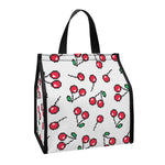 Pixel Cherry Pattern Print Insulated Lunch Tote