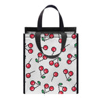 Pixel Cherry Pattern Print Insulated Lunch Tote
