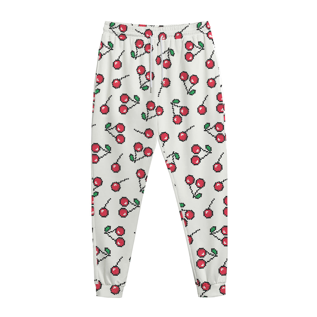 Pixel Cherry Pattern Print Jogger Pants