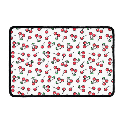Pixel Cherry Pattern Print Kitchen Mat