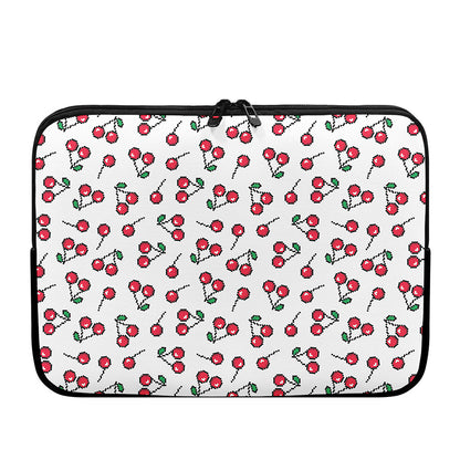 Pixel Cherry Pattern Print Laptop Sleeve