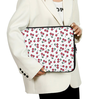 Pixel Cherry Pattern Print Laptop Sleeve