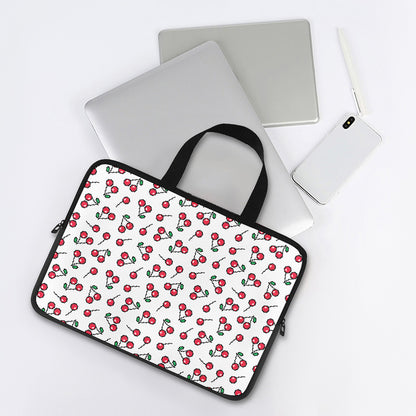 Pixel Cherry Pattern Print Laptop Sleeve With Handle