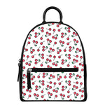 Pixel Cherry Pattern Print Leather Backpack