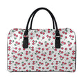 Pixel Cherry Pattern Print Leather Duffel Bag
