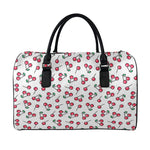 Pixel Cherry Pattern Print Leather Duffle Bag