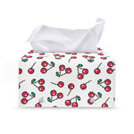 Pixel Cherry Pattern Print Leather Tissue Box Cover