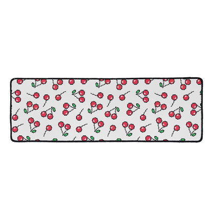 Pixel Cherry Pattern Print Long Kitchen Mat