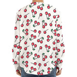 Pixel Cherry Pattern Print Long Sleeve Baseball Jersey