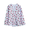 Pixel Cherry Pattern Print Long Sleeve Short Coat