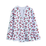 Pixel Cherry Pattern Print Long Sleeve Short Coat