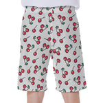 Pixel Cherry Pattern Print Men's Beach Shorts