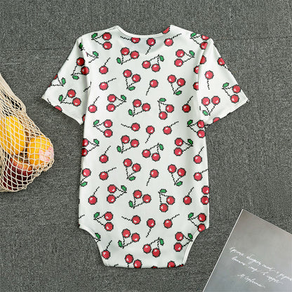 Pixel Cherry Pattern Print Men's Bodysuit