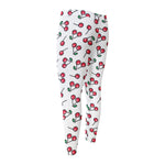 Pixel Cherry Pattern Print Men's Compression Pants
