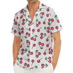 Pixel Cherry Pattern Print Men's Deep V-Neck Shirt