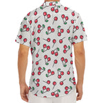 Pixel Cherry Pattern Print Men's Deep V-Neck Shirt