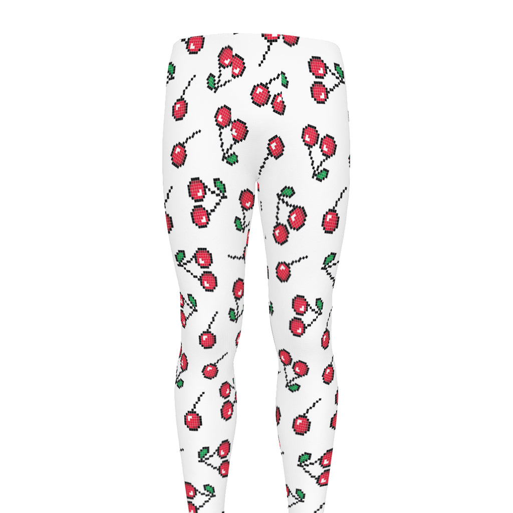 Pixel Cherry Pattern Print Men's leggings