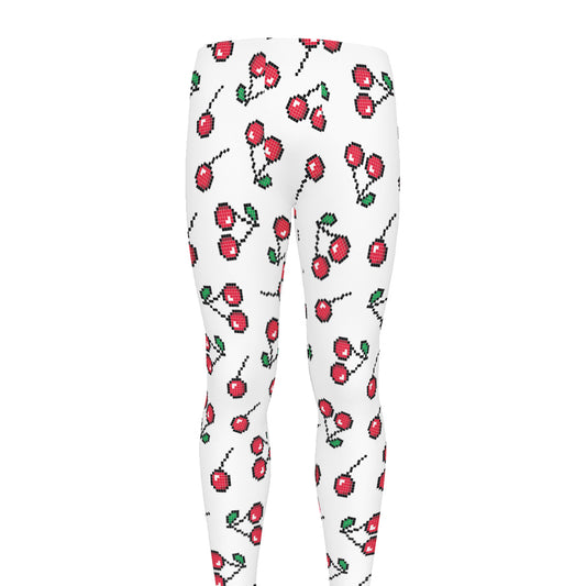 Pixel Cherry Pattern Print Men's leggings