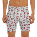 Pixel Cherry Pattern Print Men's Long Boxer Briefs