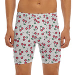 Pixel Cherry Pattern Print Men's Long Boxer Briefs