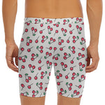 Pixel Cherry Pattern Print Men's Long Boxer Briefs