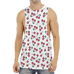 Pixel Cherry Pattern Print Men's Muscle Tank Top