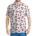Pixel Cherry Pattern Print Men's Polo Shirt