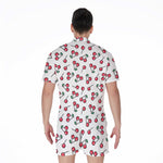 Pixel Cherry Pattern Print Men's Rompers