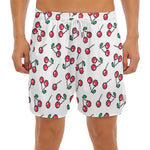 Pixel Cherry Pattern Print Men's Split Running Shorts