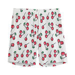 Pixel Cherry Pattern Print Men's Sports Shorts