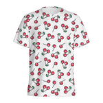 Pixel Cherry Pattern Print Men's Sports T-Shirt