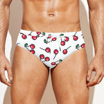Pixel Cherry Pattern Print Men's Swim Briefs
