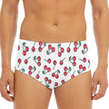 Pixel Cherry Pattern Print Men's Triangle Swim Briefs