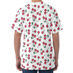 Pixel Cherry Pattern Print Men's Velvet T-Shirt