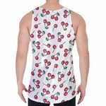 Pixel Cherry Pattern Print Men's Velvet Tank Top
