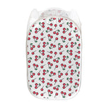 Pixel Cherry Pattern Print Mesh Laundry Hamper