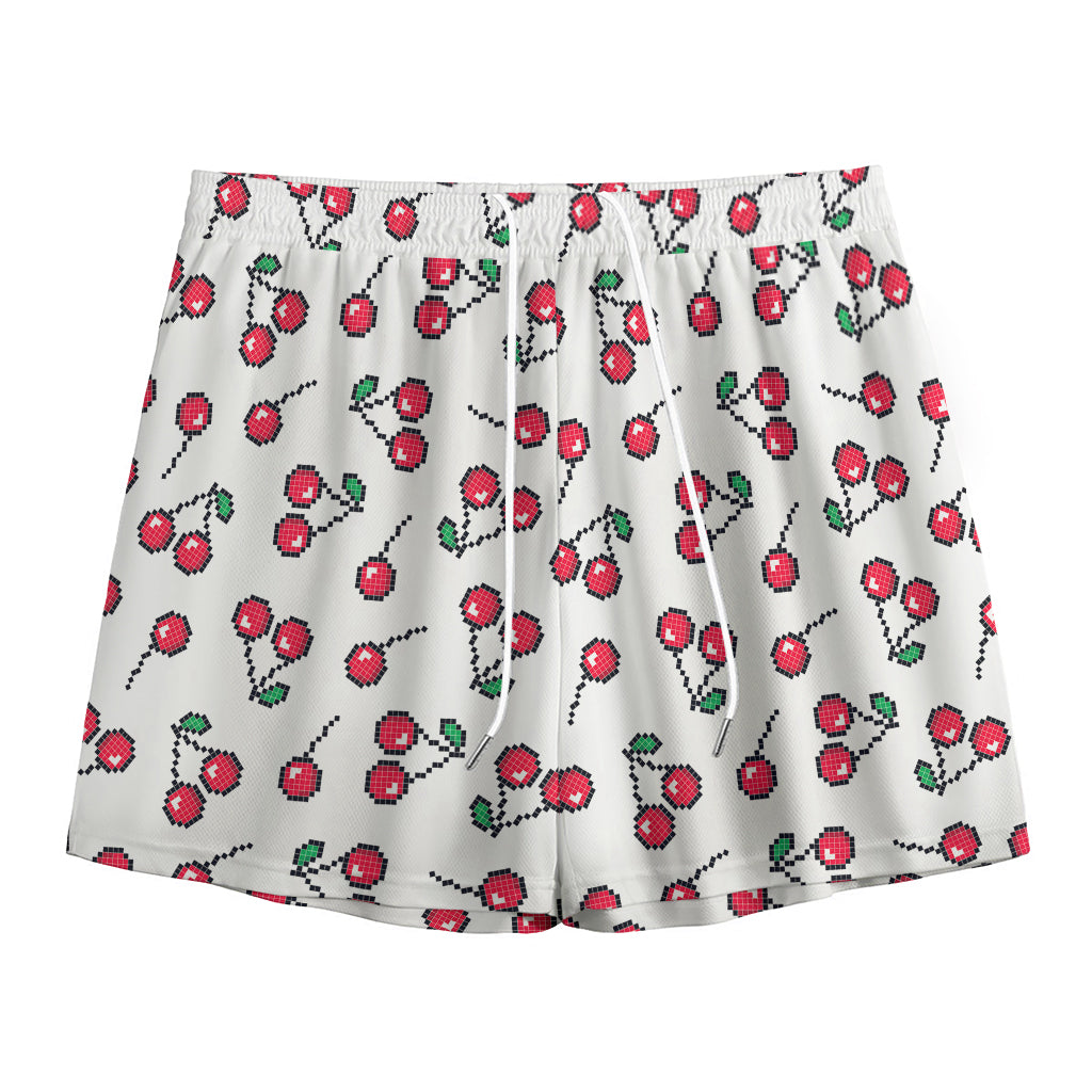 Pixel Cherry Pattern Print Mesh Shorts