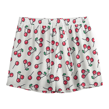 Pixel Cherry Pattern Print Mesh Shorts