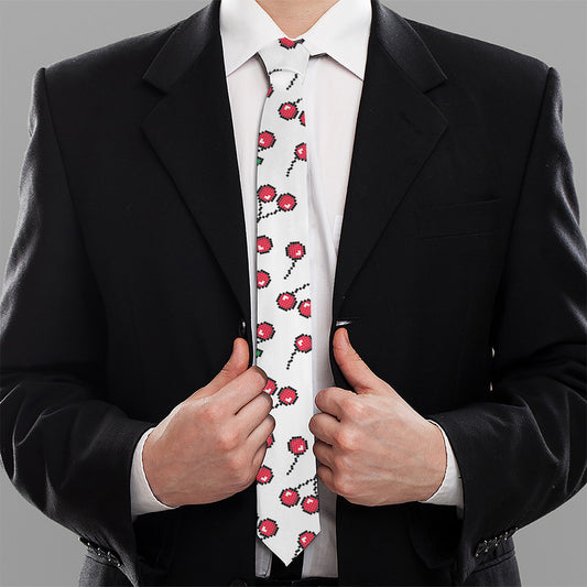 Pixel Cherry Pattern Print Necktie