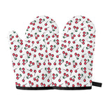 Pixel Cherry Pattern Print Oven Mitts
