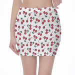 Pixel Cherry Pattern Print Pencil Mini Skirt
