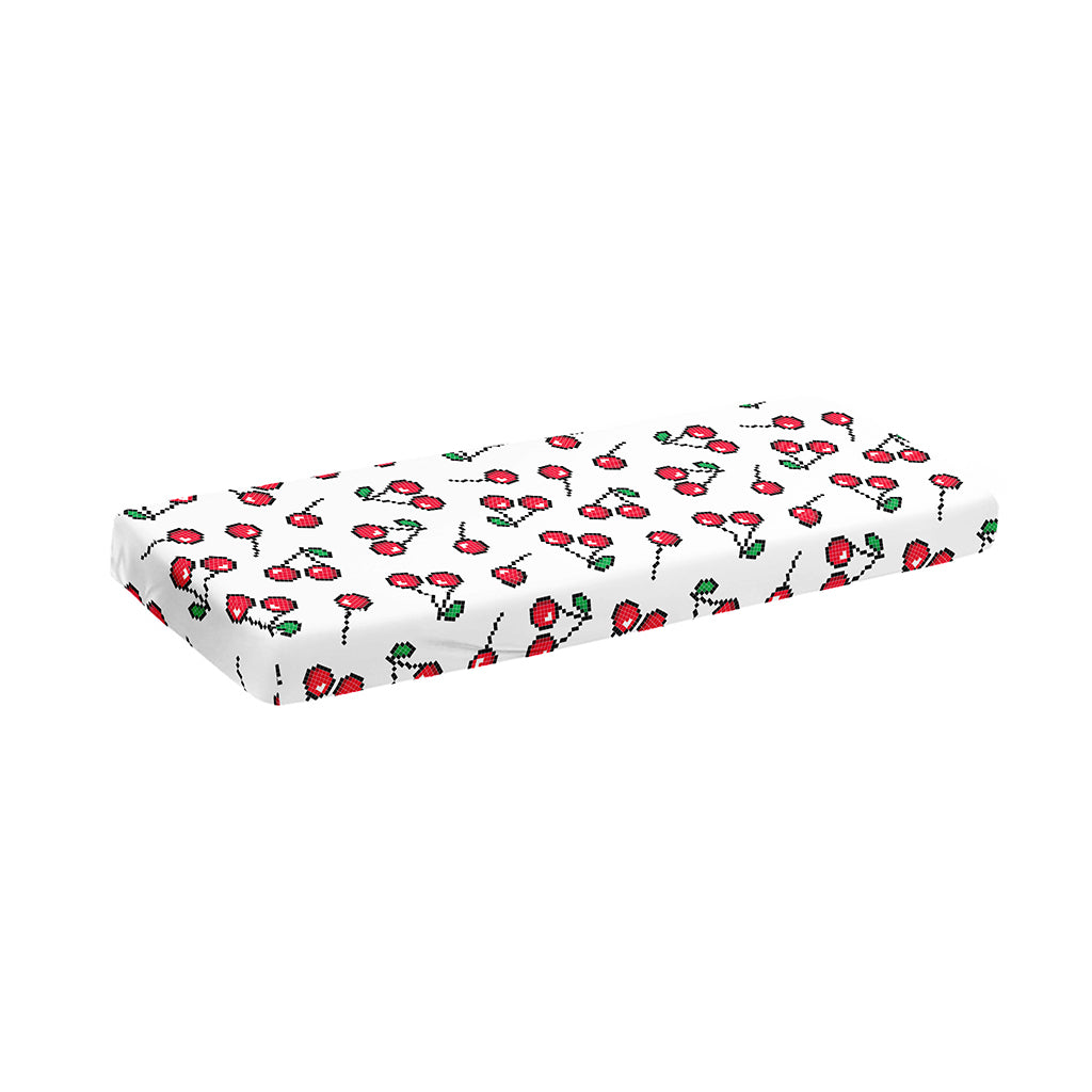 Pixel Cherry Pattern Print Piano Keyboard Cover