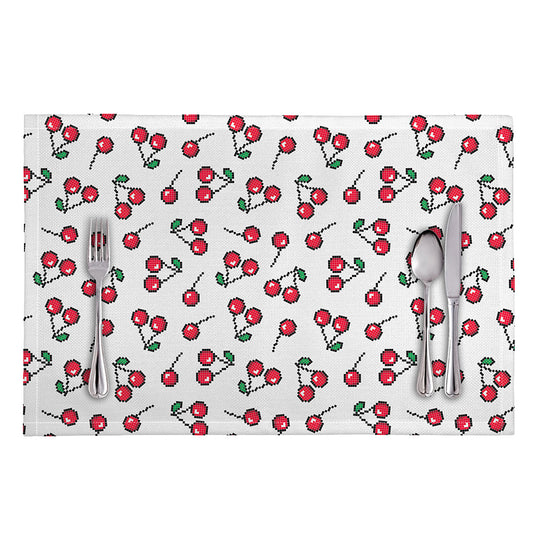 Pixel Cherry Pattern Print Placemat