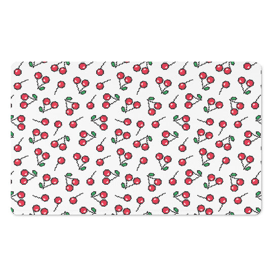 Pixel Cherry Pattern Print Polyester Doormat