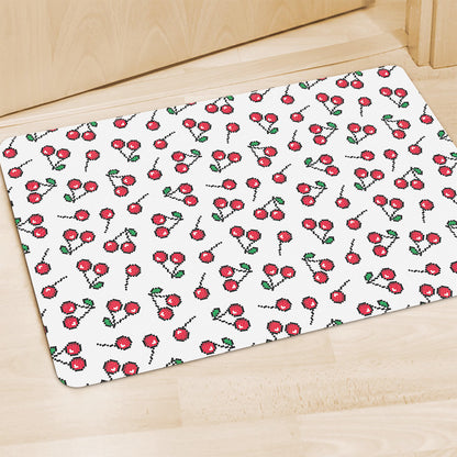 Pixel Cherry Pattern Print Polyester Doormat