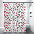 Pixel Cherry Pattern Print Premium Shower Curtain