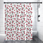 Pixel Cherry Pattern Print Premium Shower Curtain