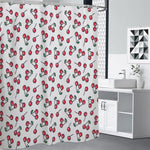 Pixel Cherry Pattern Print Premium Shower Curtain