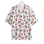 Pixel Cherry Pattern Print Rayon Hawaiian Shirt