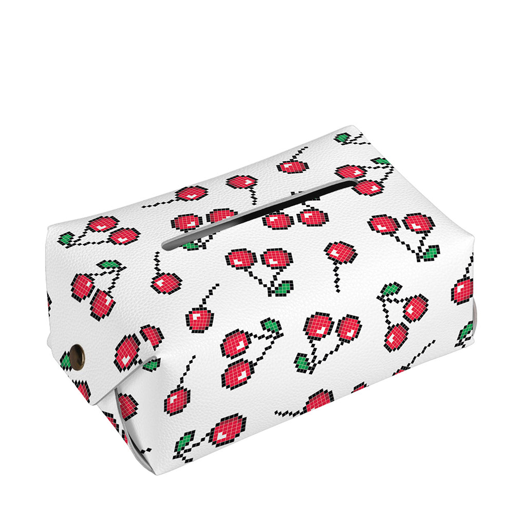 Pixel Cherry Pattern Print Rectangle Tissue Box Cover